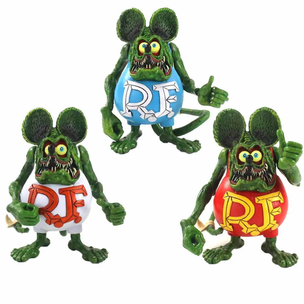 

12cm Anime Crazy Mouse Rat Fink Joint Movable PVC Action Figure Collection Decoration Model Toys Gifts