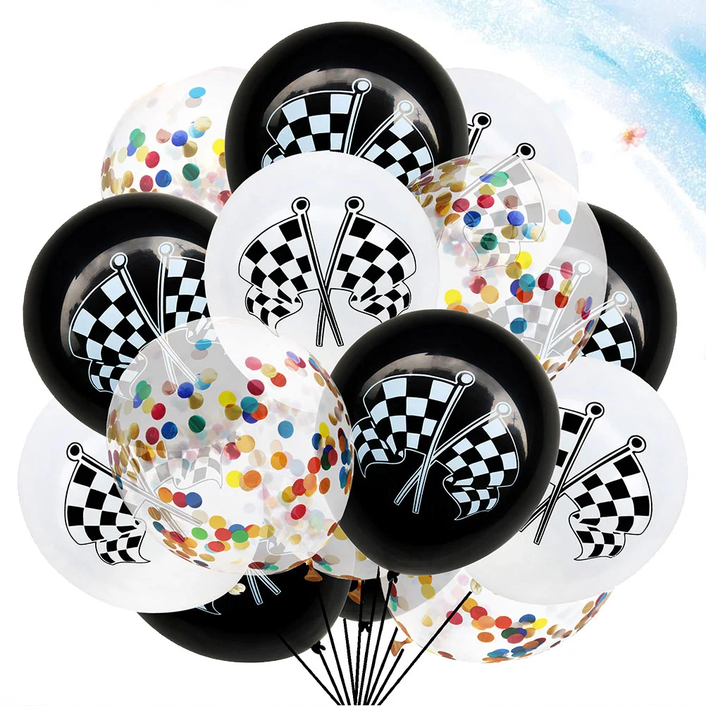 

15 Pcs Boys Suit Kidsbirthday Party Balloons Gift Checkered Racing Flags Balloons Round Latex Balloons Xmas Latex Balloons Baby