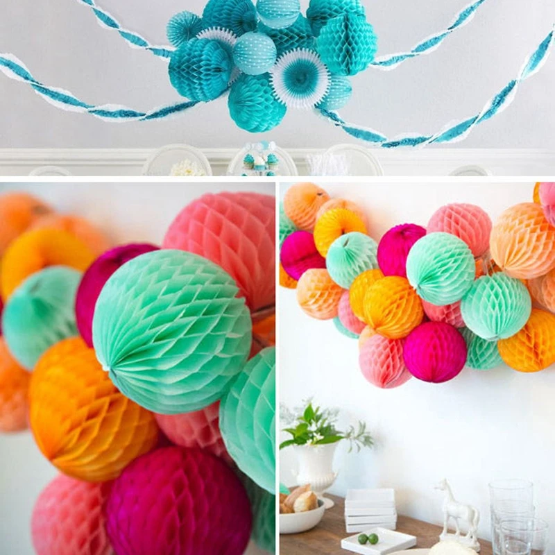 

Pretty 10inch 25cm Honeycomb Ball Paper Flower DIY Hanging Paper Ball for Wedding Birthday Party Decoration Baby Shower Supplies