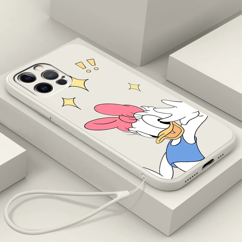 

Disney Princess Donald Duck Liquid Rope Cover Phone Case For Apple iPhone 14 13 12 Mini 11 XS Pro Max X XR Plus SE 2020 Funda