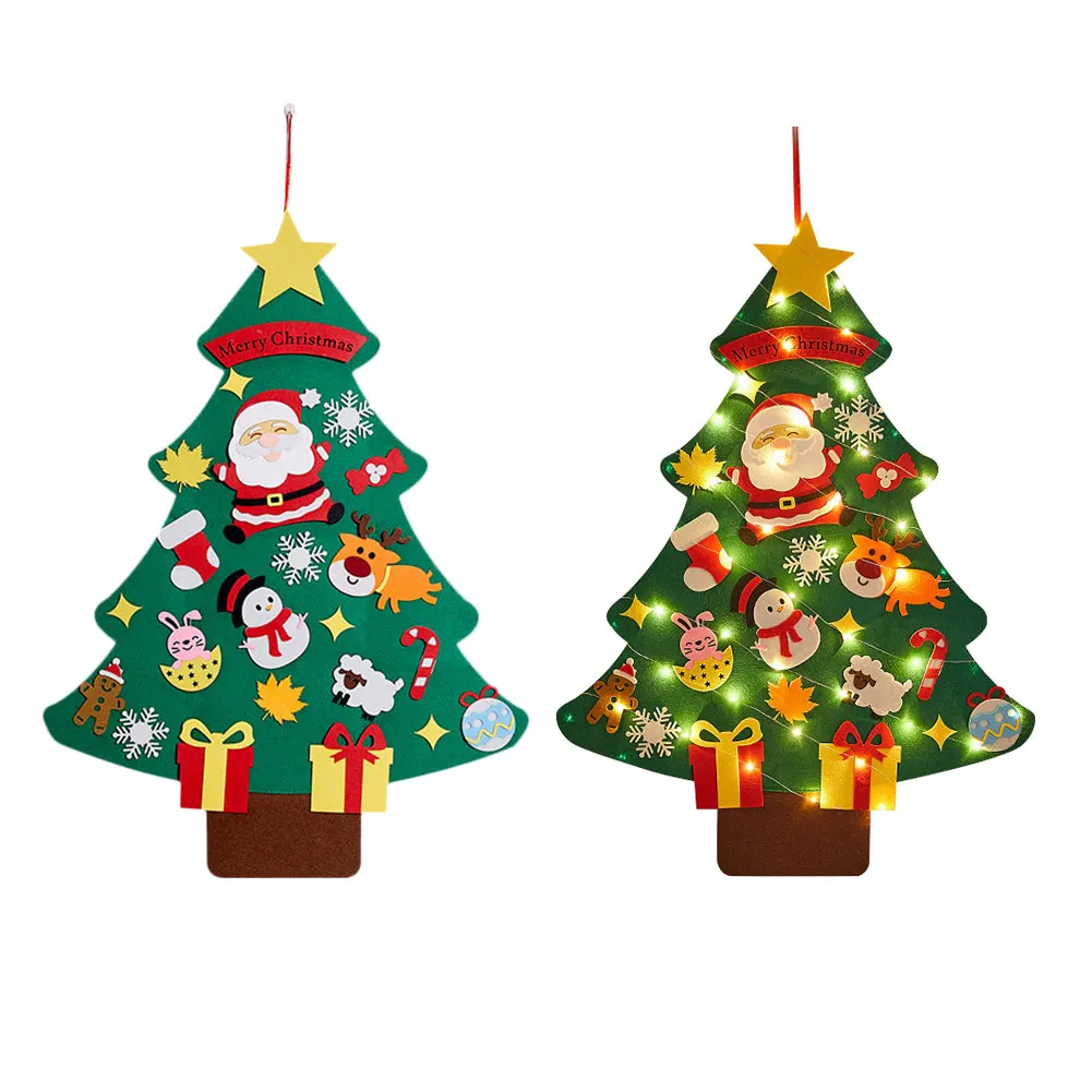 

DIY Artificial Xmas Tree Ornament Cartoon Hanging Felt Christmas Tree Toys Reusable Felt Craft Xmas Tree New Year Party Supplies
