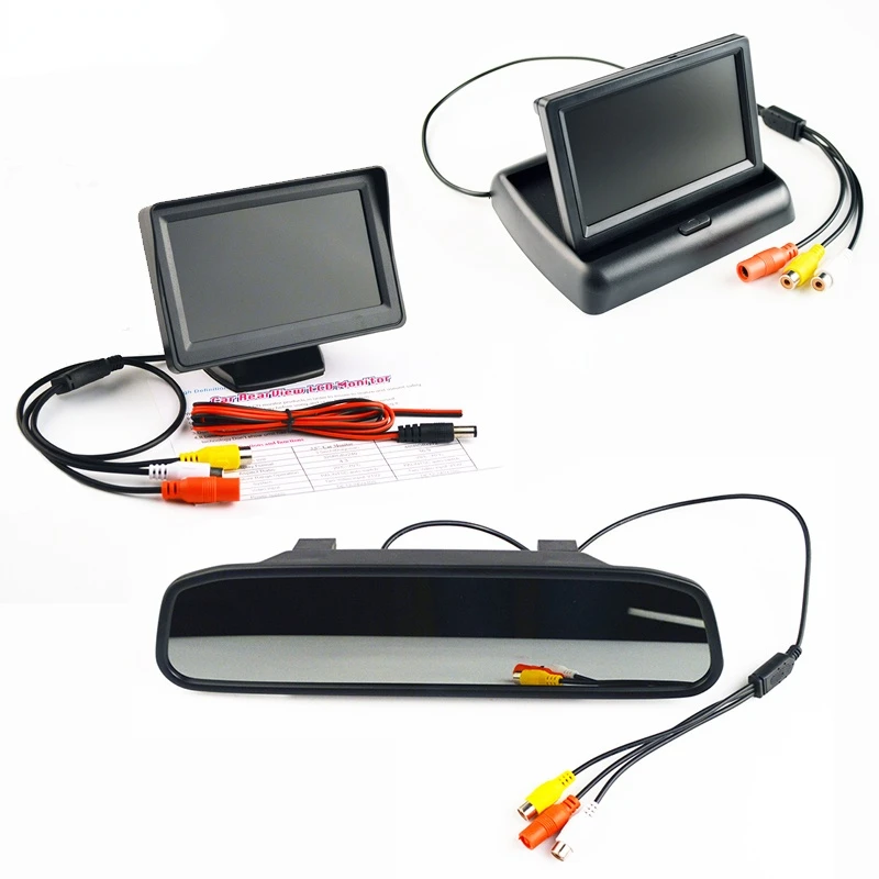 

RYWER LCD Car Monitor 4.3/5 pollice TFT Visualizzazione Del Desktop/Pieghevole/Specchio 4.3/5 ''Video PAL/NTSC Auto di Parche