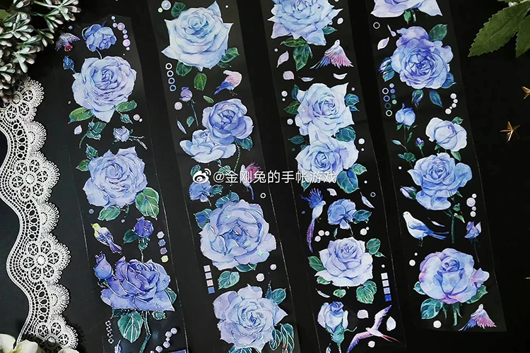 

1 Loop Blue Rose Flower Shiny PET Tape
