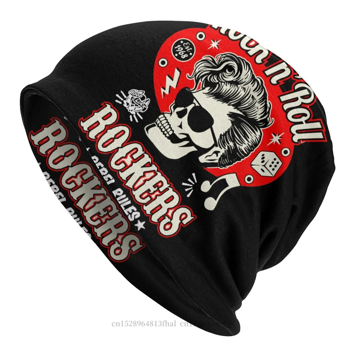 

Rockabilly Rock Roll Outdoor Hats Skull Dice Rockers Thin Hat Bonnet Hipster Skullies Beanies Caps Men Women's Earmuffs
