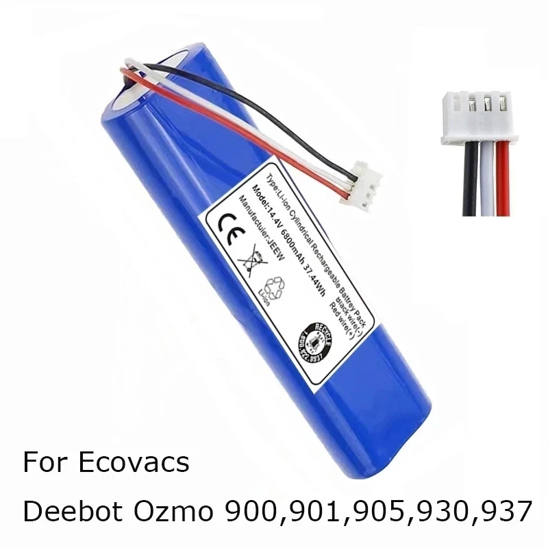 

100% new 14.4V 6800mAh Robot Vacuum Cleaner Battery Pack for Ecovacs Deebot Ozmo 900, 901, 905, 930, 937