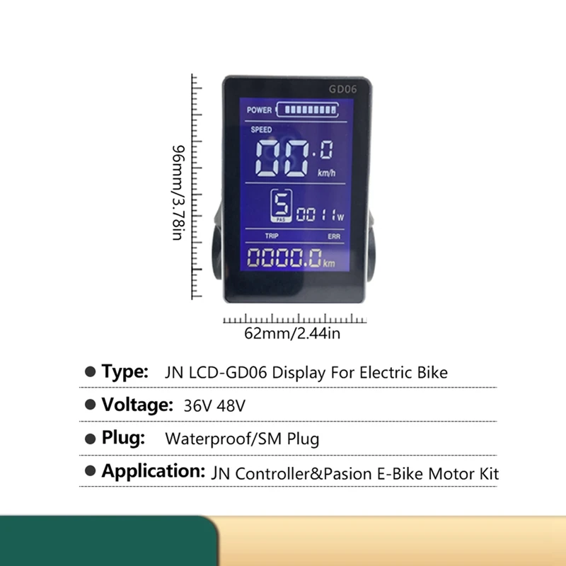 Дисплей Ebike LCD GD06 большой вертикальный экран для контроллера JIANNUO комплект
