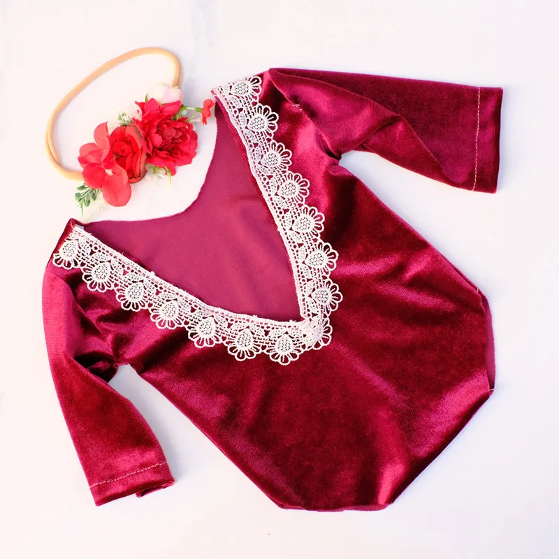 ❤️Newborn Photography Clothing Jumpsuit+Headband 2Pcs/set Baby Photo Prop Accessories Studio Infant Shoot Pleuche Clothes