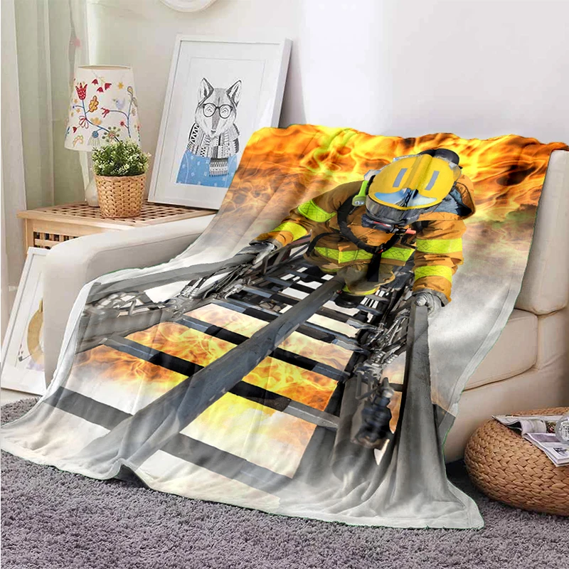

Firefighters Fire Throw Blanket Fleece Warm Cozy Soft Blanket for Couch Bed Colorfast Tv Blanket Firefighters Blanket