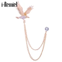 fashion vintage mens eagle crystal bird brooch pin lapel pins corsage tassel pins and brooches badge jewelry men accessories