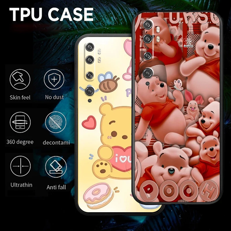 

Disney Winnie The Pooh For Xiaomi Redmi Matte Black Cover Silicon TPU Soft Cases Cover Note 10S 10 Pro 10T 5G Max Case Soft