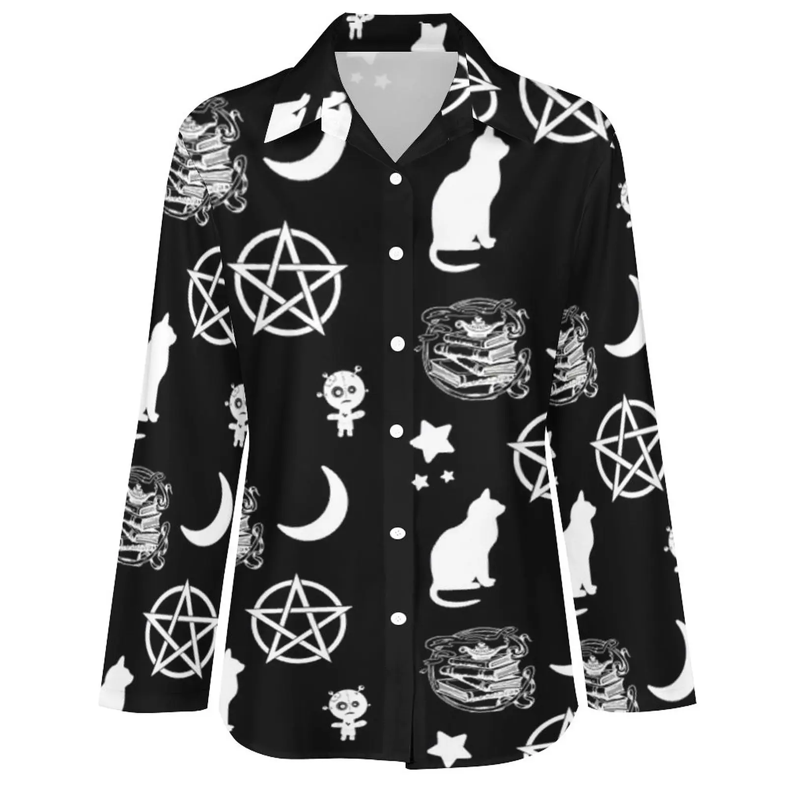 Блузка женская свободного покроя с длинным рукавом в готическом стиле - купить по