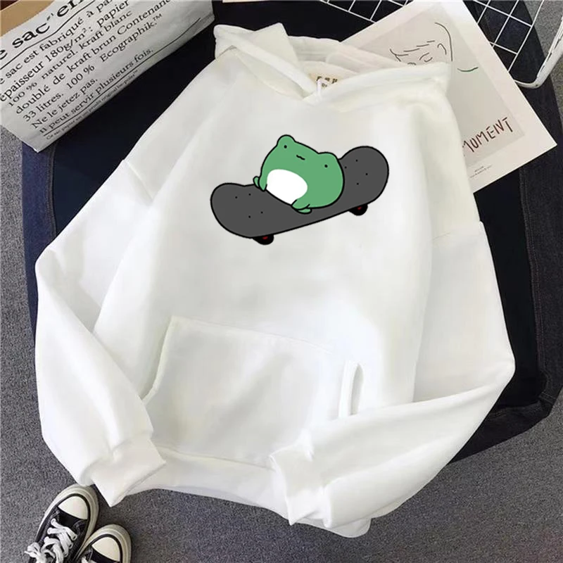 

Casual simple hooded sweatshirt fashion cotton long-sleeved loose sweater for women
