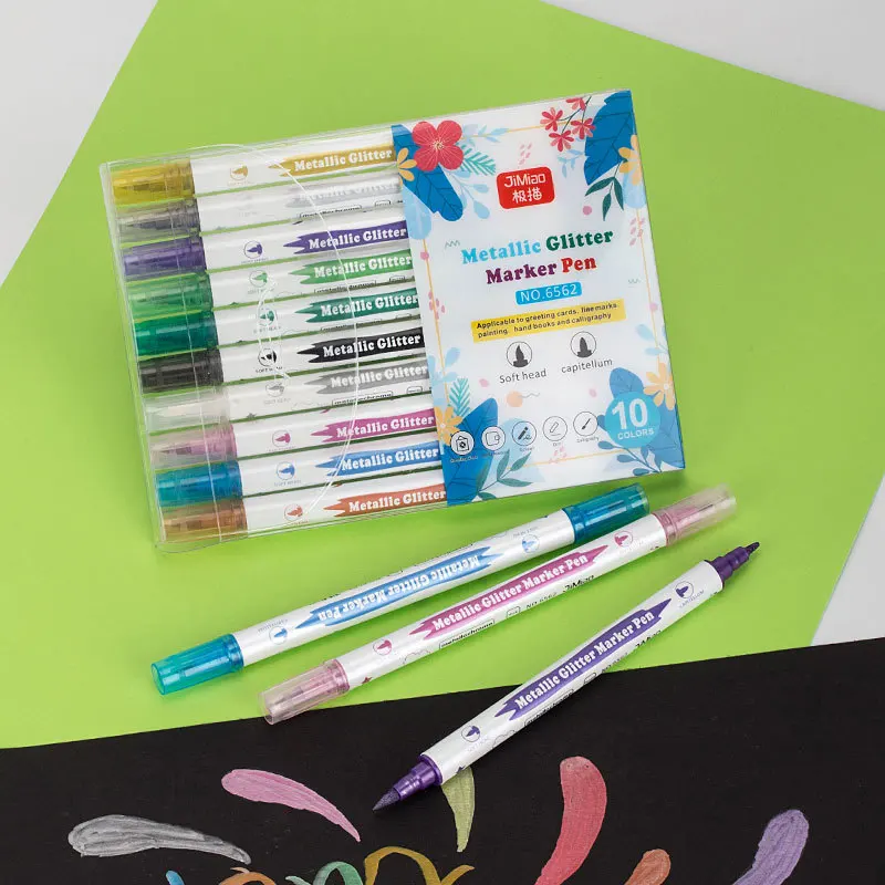 S Double-headed Soft-haired Watercolor Pen Set Art Detailed Drawing Soft-headed Fluorescent Paint Metal Paint Pen