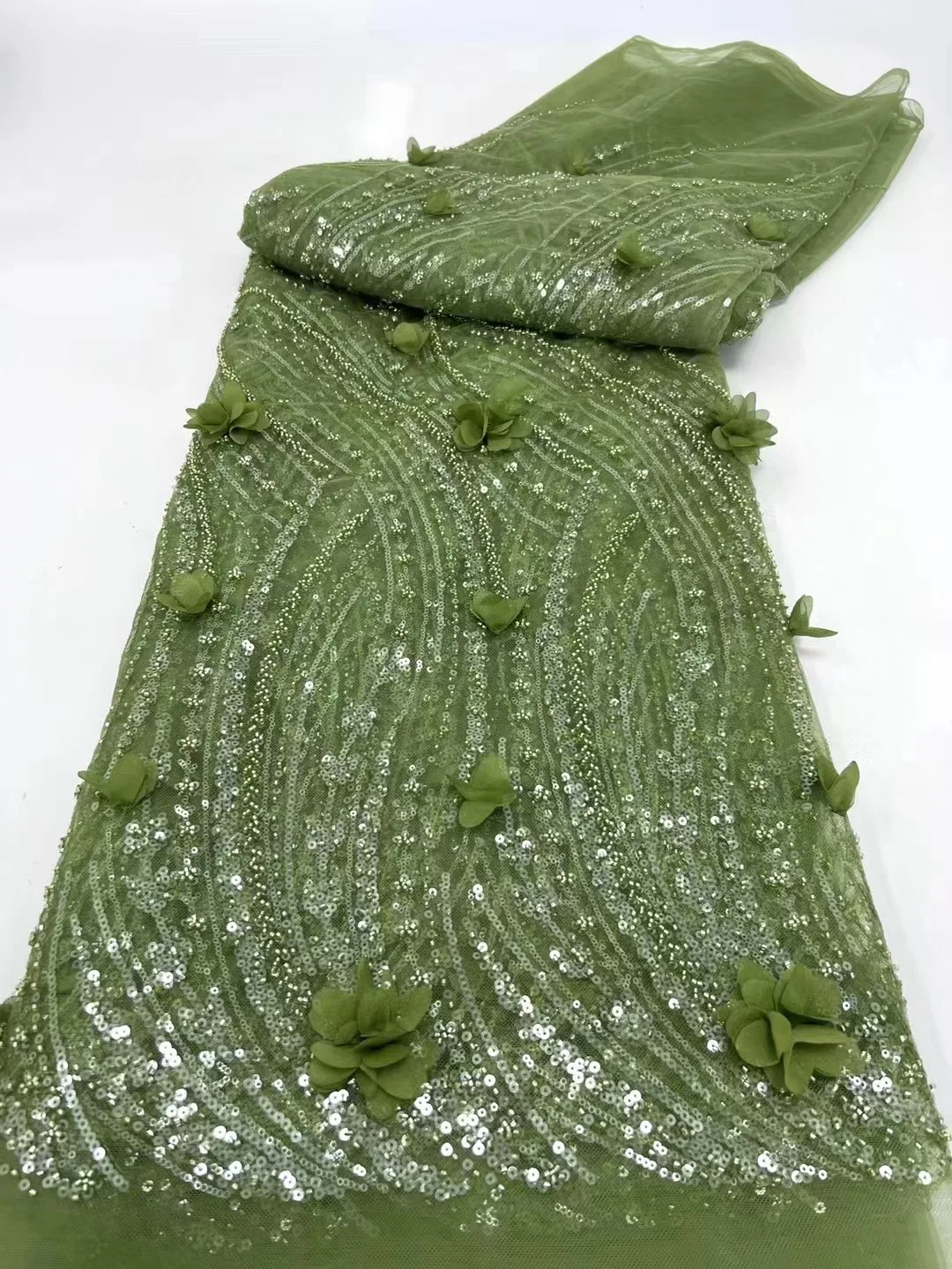 Африканская кружевная ткань с блестками и бисером фиолетовая высокого качества