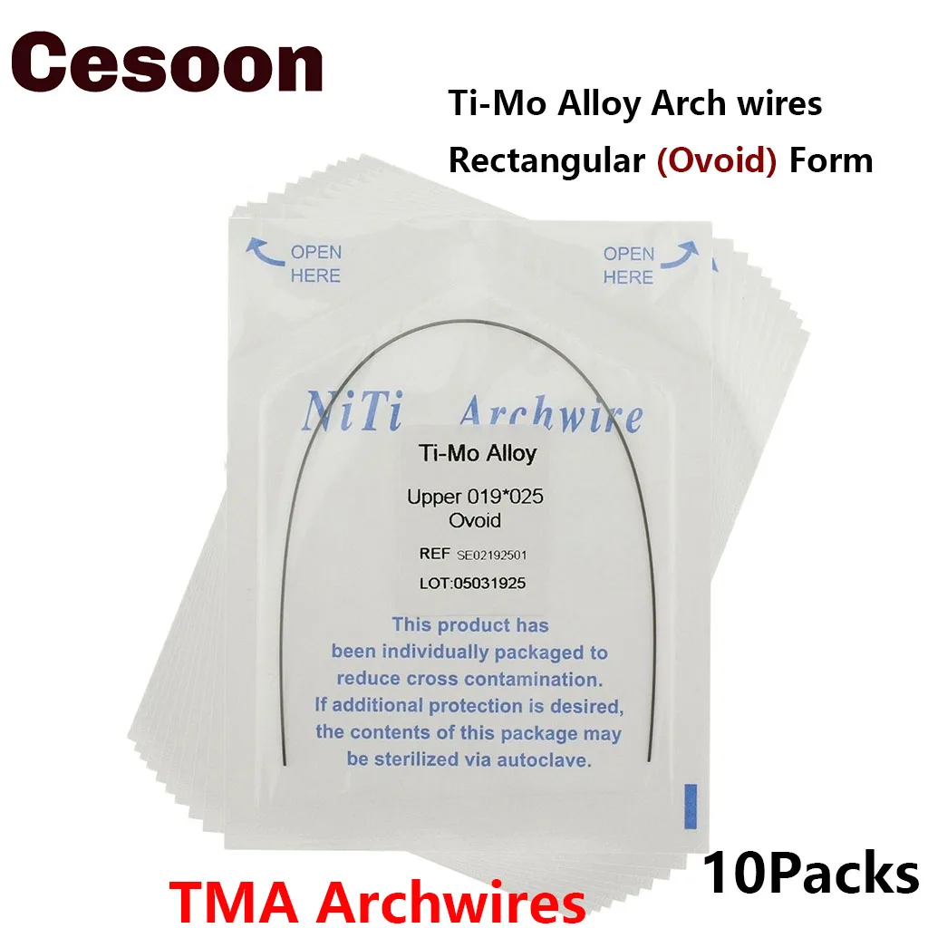 

10 упаковок стоматологических ортодонтических титановых арочных проводов Ti-Mo из молибденового сплава, прямоугольные Ортодонтические проволоки Ovoid для стоматологии