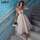 Блестящие платья LORIE с бантом и поясом, выпускные платья без бретелек, без рукавов, трапециевидные Формальные вечерние платья, пышное платье принцессы