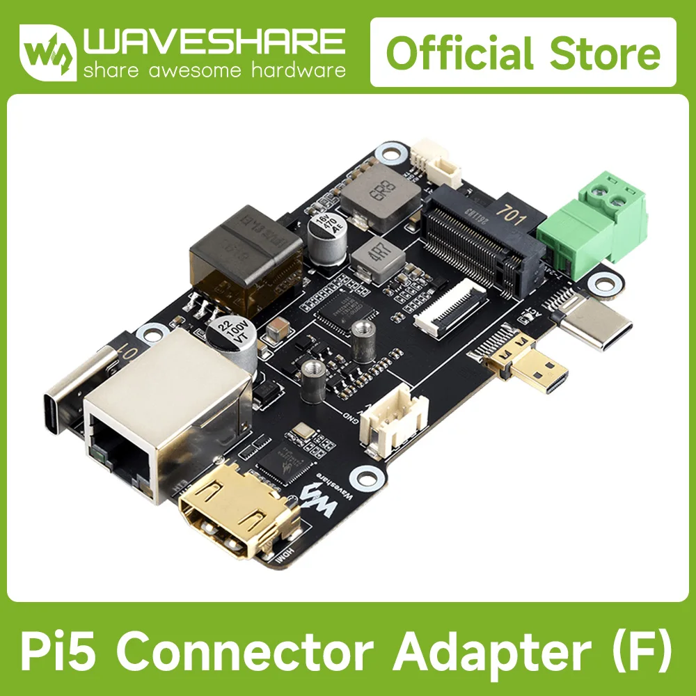Фото Многофункциональный адаптер Waveshare PCIe для M.2, выход 4K, оригинальный контроллер Ethernet RTL8125 2.5GbE, поддержка ОС Raspberry Pi №1