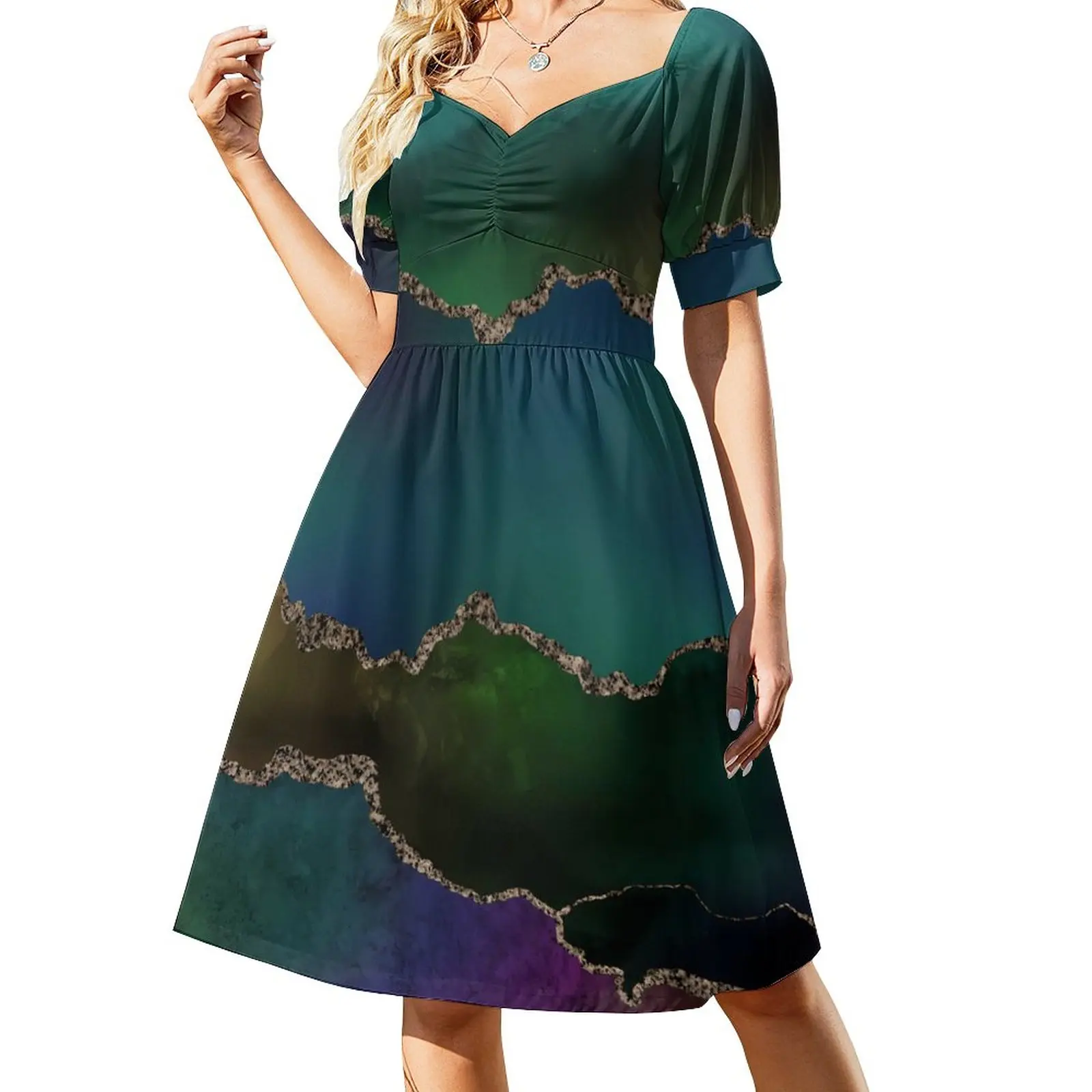 

Dark Ombre Casual Dress Colorful Print Aesthetic Dresses Sexy V Neck Cute Pattern Dress Big Size 4XL 5XL