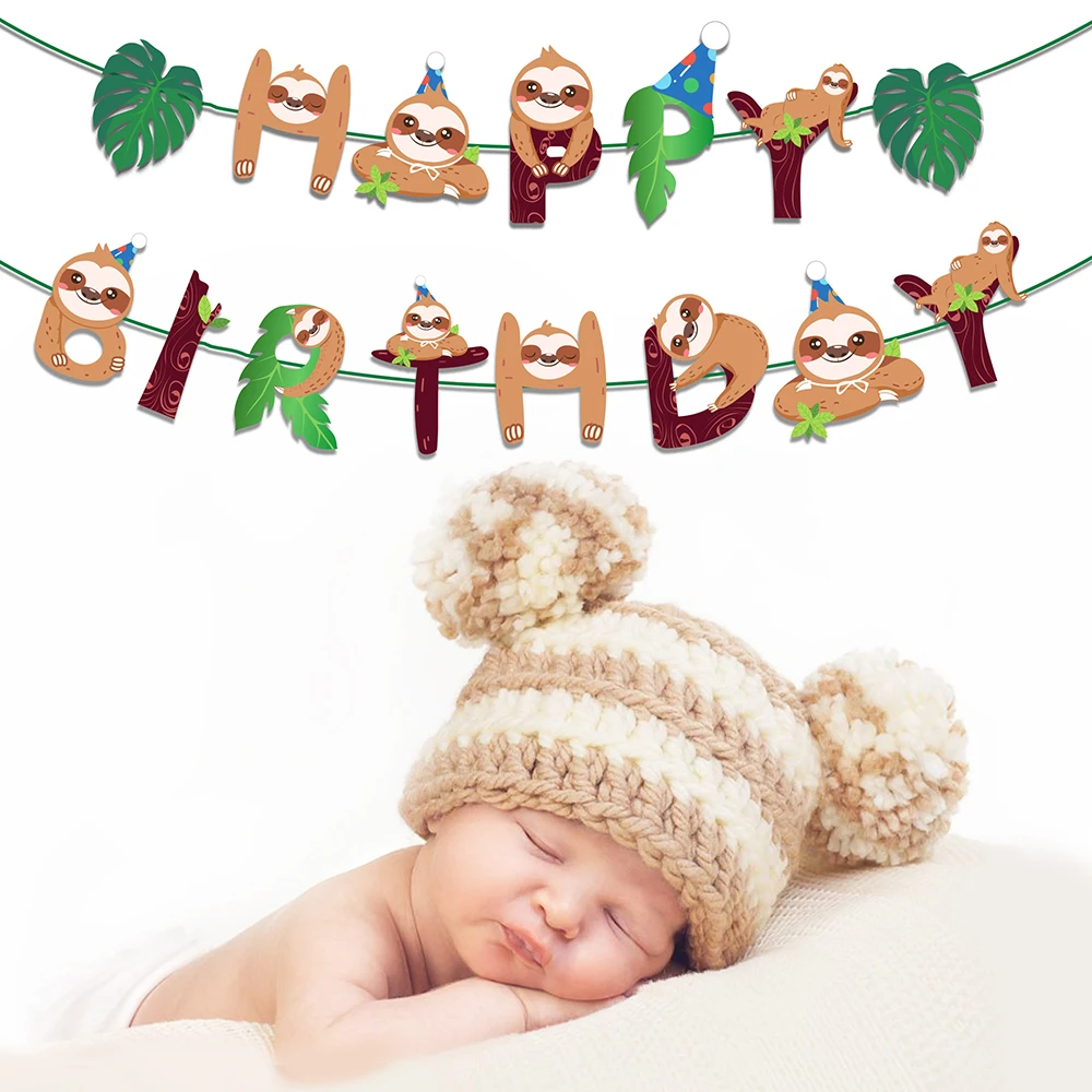 Милые Мультяшные животные спящий Ленивец джунгли вечеринка на день рождения