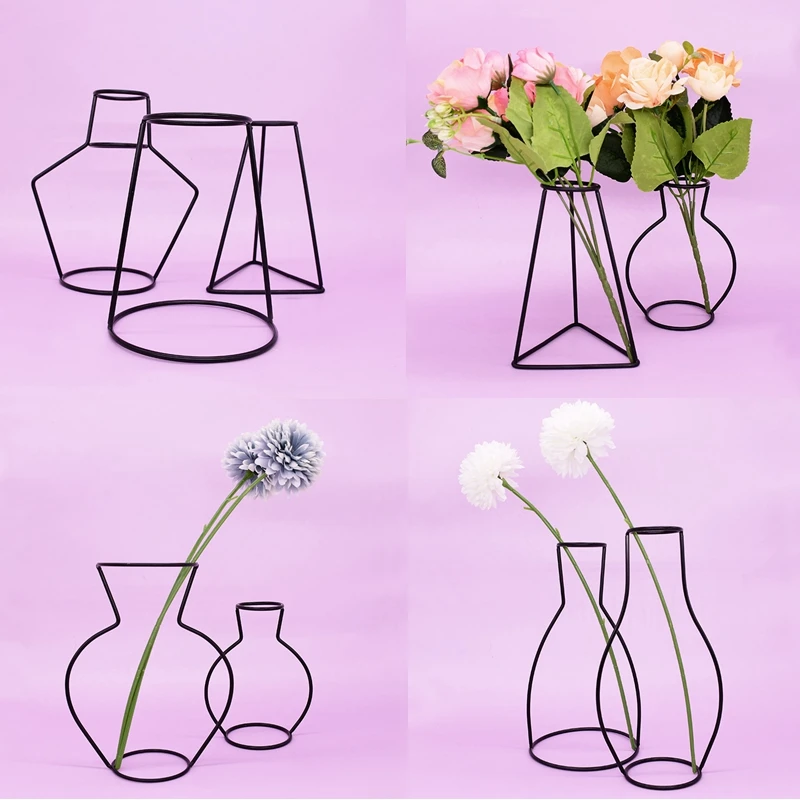 

Retro Iron Wire Vase Line Table Flowers Vases Home Metal Plant Holder Living Room Home Nordic Styles Flower Vase Pot Decorations
