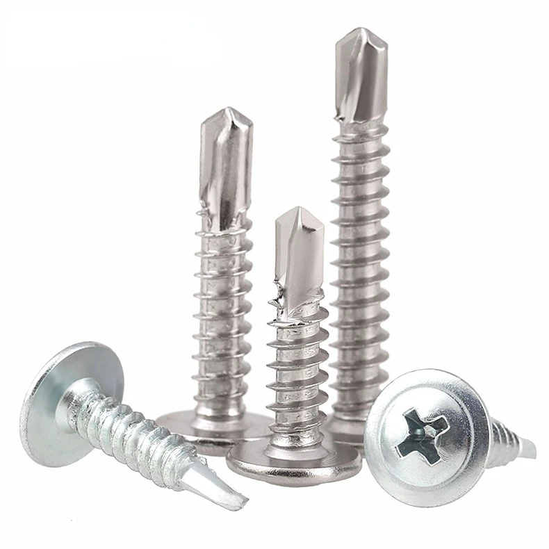 

M4.2 M4.8 20pcs 410 Stainless Steel/Galvanized Large Flat Head Self Tapping Screws Drill Tail Screws
