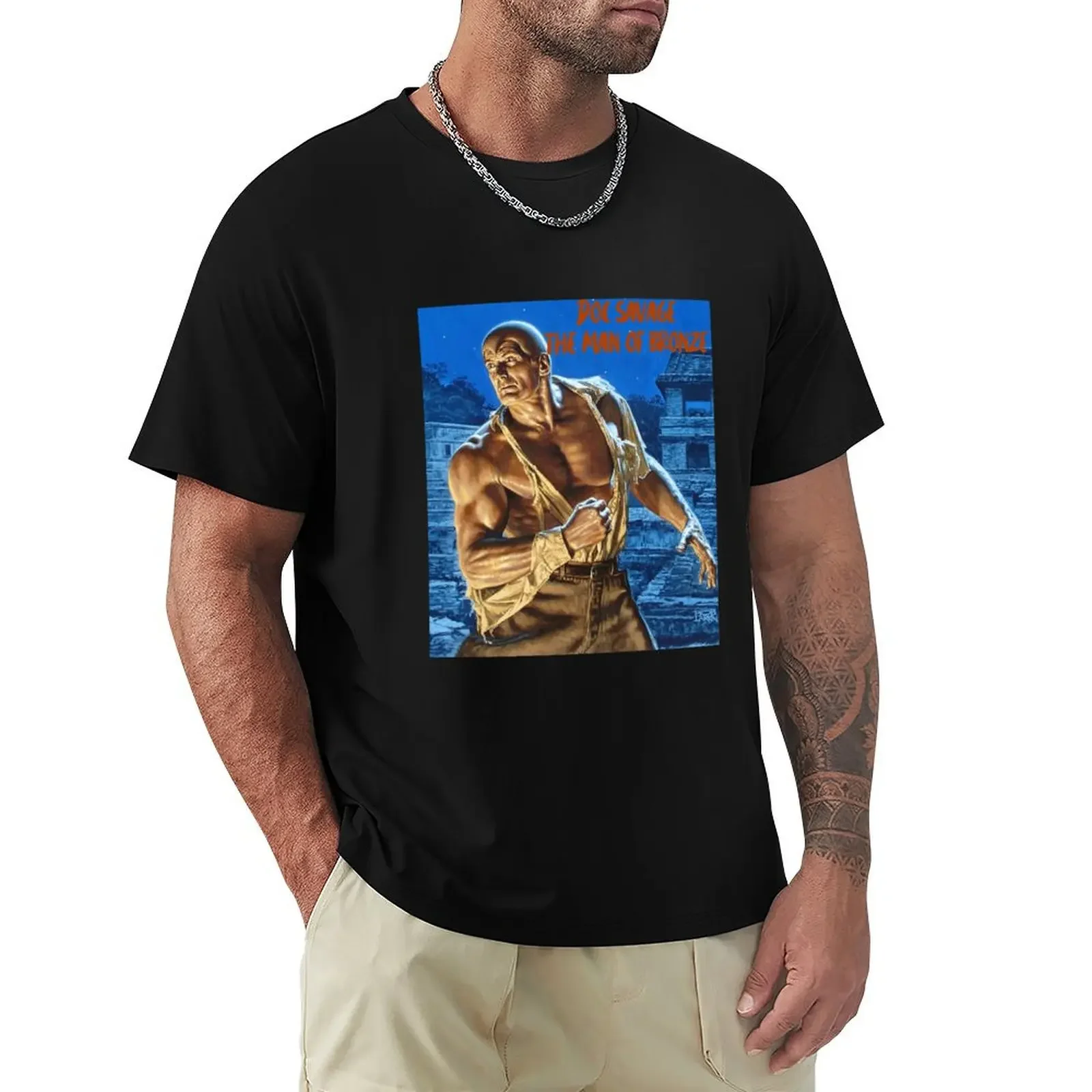 Фото Футболка Doc Savage The Man of Bronze, таможенный дизайн, ваша собственная блузка, простые черные футболки для мужчин №3