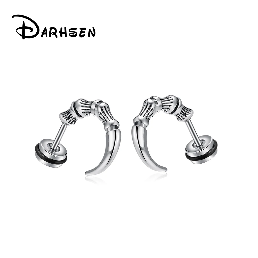 

DARHSEN Unisex Women Men Stud Earring Hook Design Silver Color Stainless Steel Fashion Jewelry Gfit New Arrival 2023