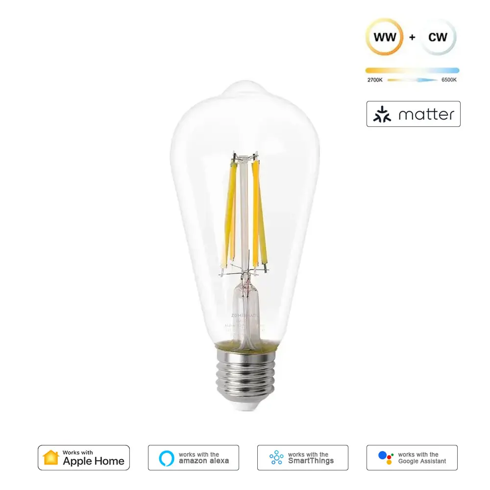 

Benexmart умная светодиодная лампочка Zemismart Matter теплый белый 220В