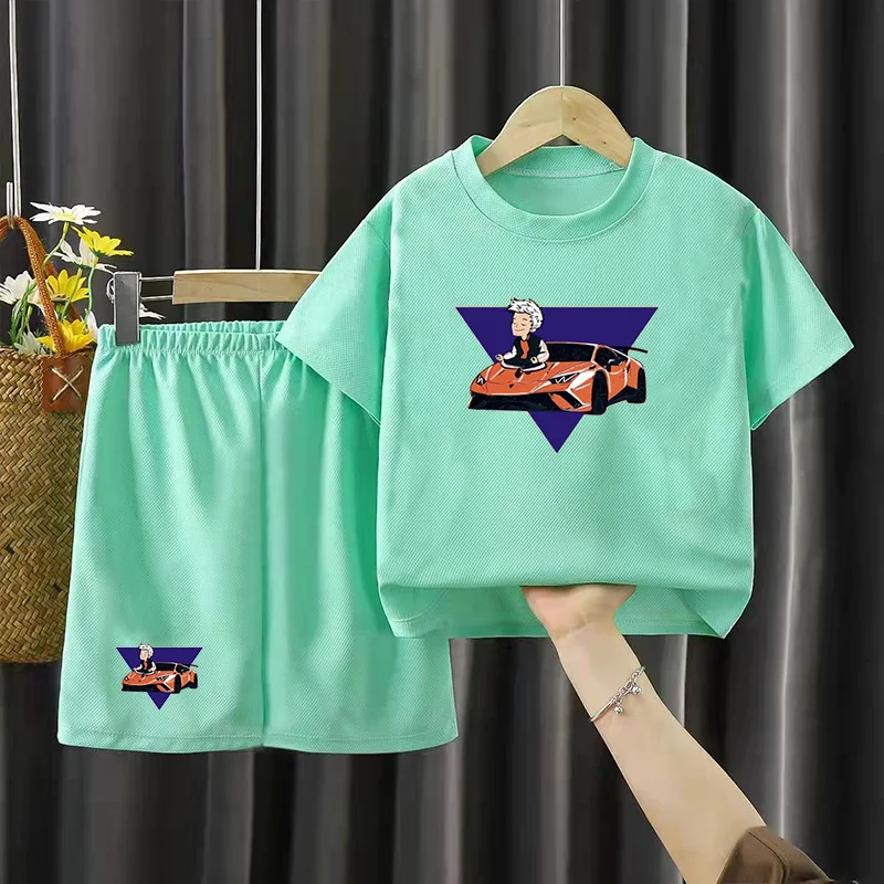 Children's Kit Hot Seller A4 Lamba Cartoon Fun T-shirt Shorts Baby Boy Cool Summer T-shirt Kit Primary School Sunshine Quick Dry