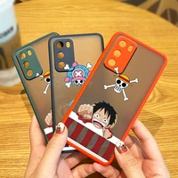 luffy one piece cute for huawei p50 p40 p30 p20 mate 40 20 pro plus lite nova 8 7i 2i frosted translucent soft phone case