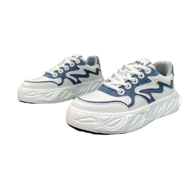 

Кроссовки мужские спортивные из воловьей кожи, модная дышащая удобная обувь на толстой подошве, для скейтборда с индивидуальным дизайном