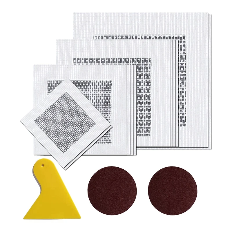 

2Inch/4Inch/6Inch/8Inch Drywall Hole Repair Kit Drywall Repair Panel Set 12 Piece With Scraper Sandpaper