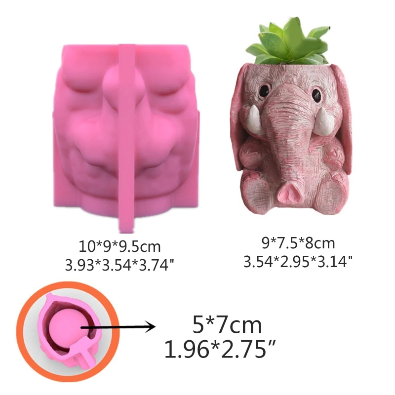 

Elephant Flowerpot Pen Holder UV Epoxy Mold Cement Plaster Clay Silicone Mould