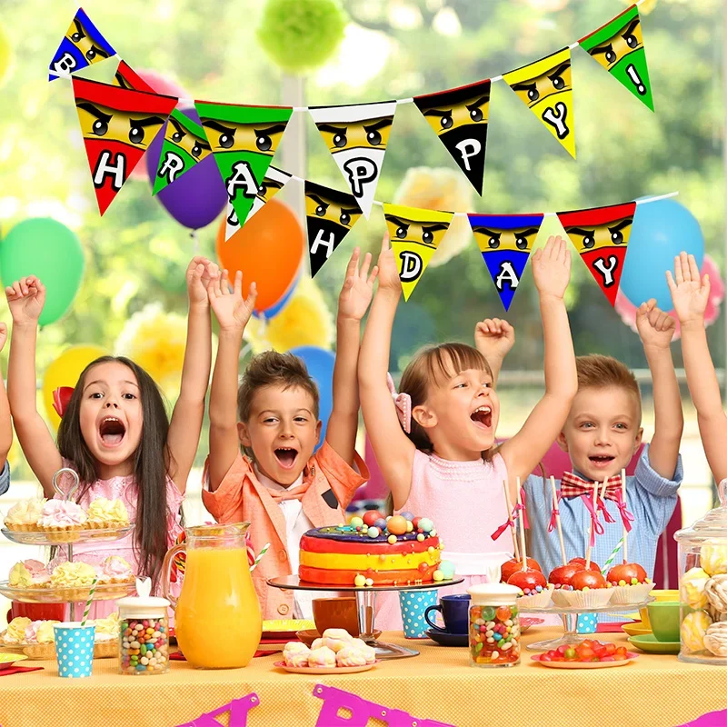 Баннер на день рождения Ninjago для мальчиков красные и черные глаза воин ниндзя