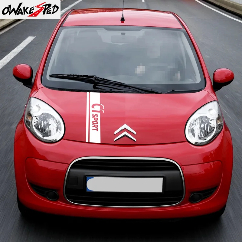 

Carbon Fiber Sport Stripes Car Hood Engine Cover Decor Sticker For Citroen C1 Racing Vinyl Decal DIY Film Turning Accessories