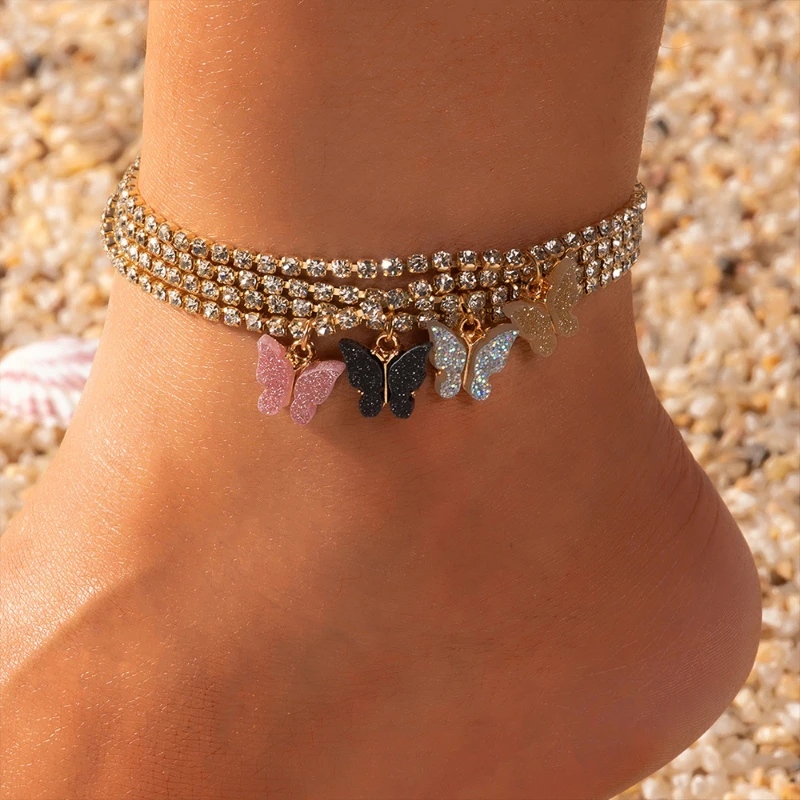 

New Fashion Beach Butterfly Pendant Anklet Ladies Charm Beach Resort Foot Ankle Bracelet Jewelry Cuban Link Chain