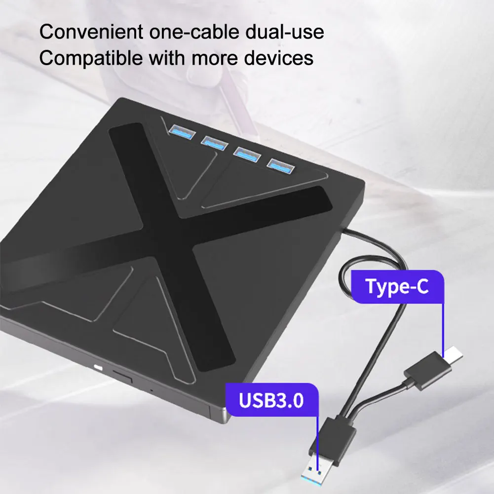 

CD/DVD Player USB3.0 Type-C Disk Duplicator Drive Compatible with Win Mac OS CD Burner Writer TF Micro SD for Laptop Desktop PC