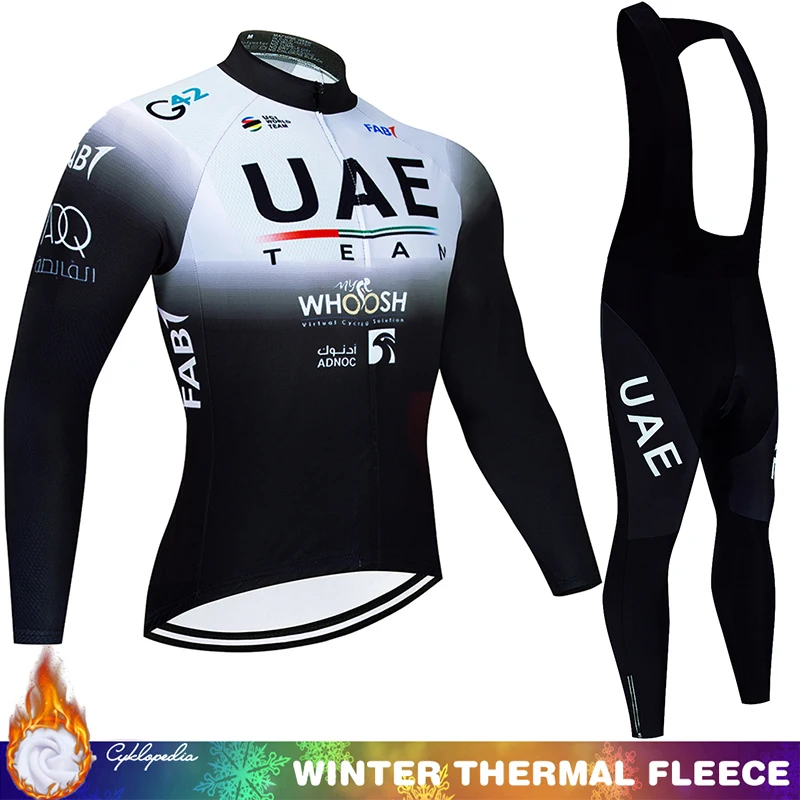 

Winter Cycling Jersey Men Thermal Fleece Bib Pants Man UAE Mtb Clothes Men's Clothing Suit Uniforms Training Set Road Shirt 2024