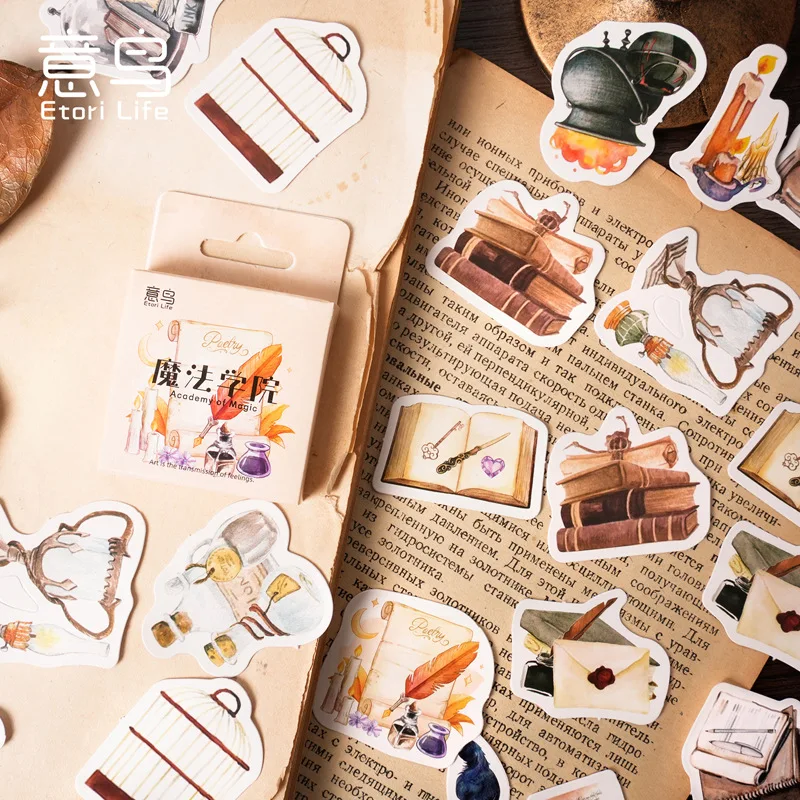 

Etori Life School of Magic Retro Style Self-adhesive Stickers Hand Account Album Items Decoration Sealing Stickers DIY Stickers