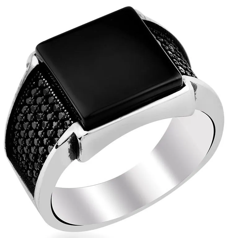 

Sterling Silver Ottoman Silver,,Handmade Natural Stone (ONYX) 925k Made in Turkey Outstanding Gift