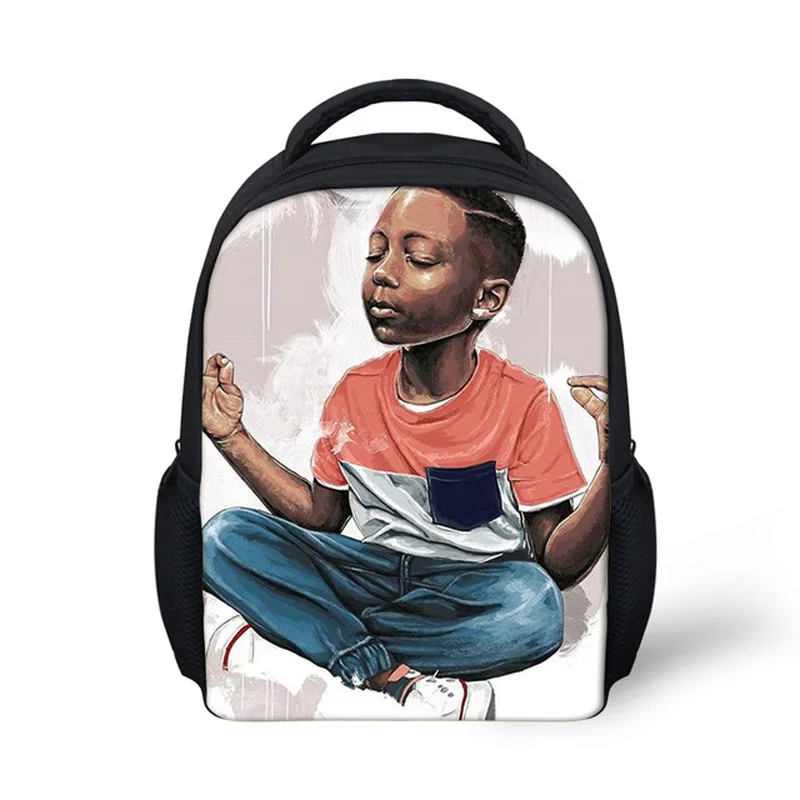 Милый черный рюкзак с художественным принтом для маленьких детей 12 дюймов, детские школьные ранцы, рюкзаки для малышей, сумка для книг для д...