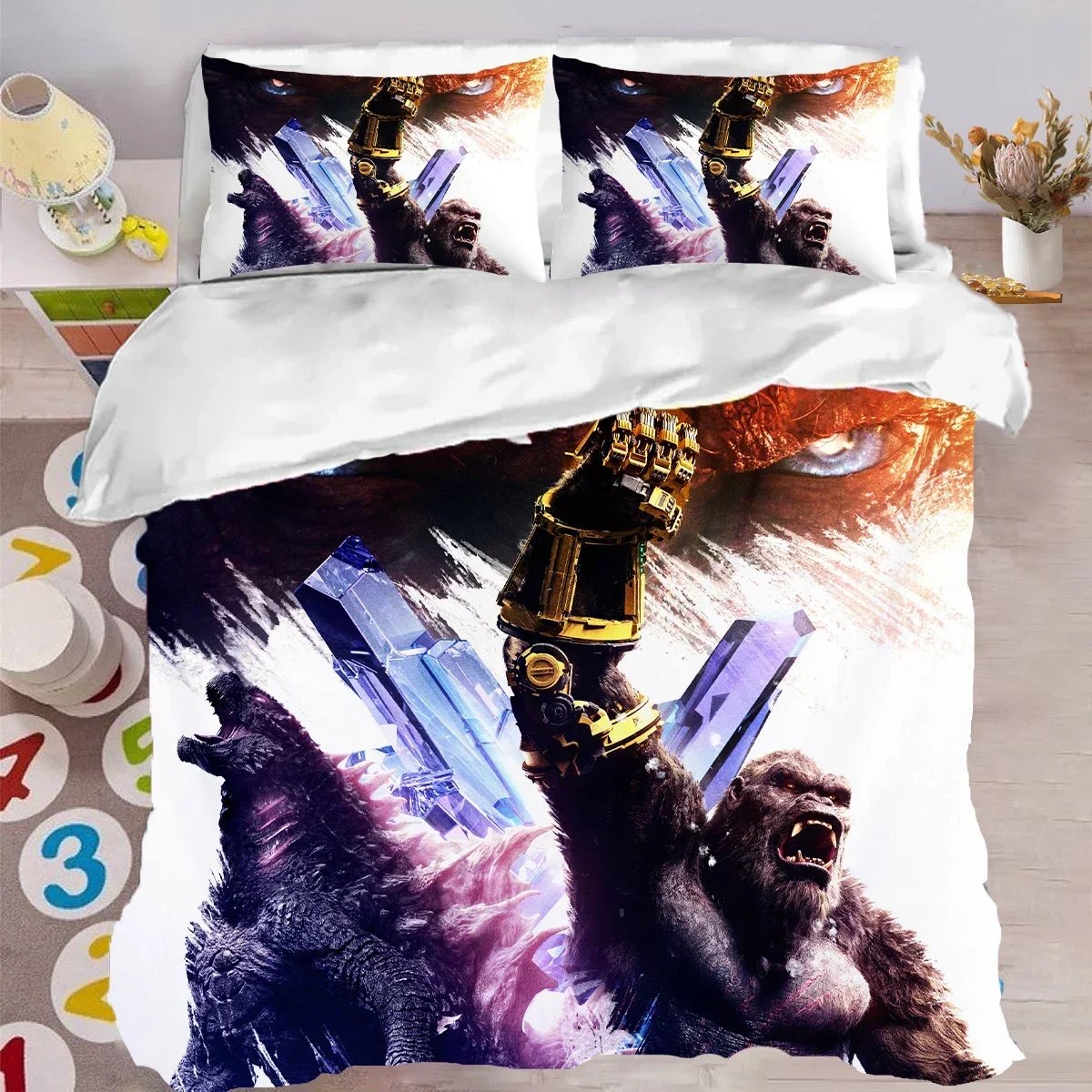 Годзилла Конг пододеяльник фильм аниме мультфильм принт детский комплект