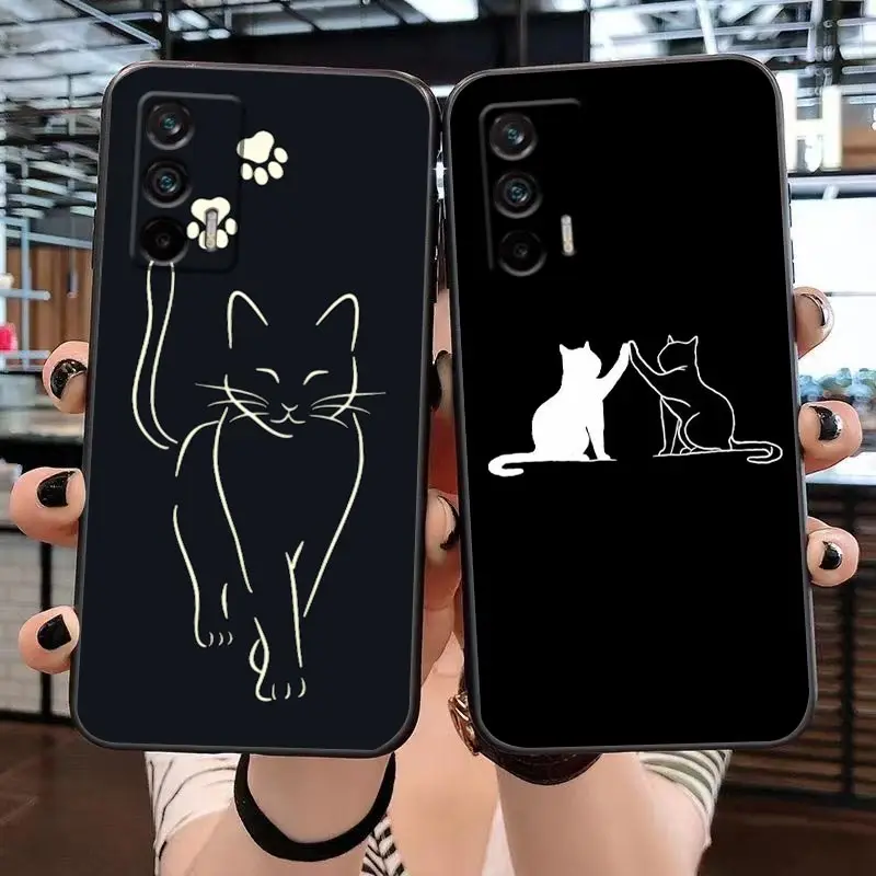 

Cute Funny Cat Line Art Case For Realme 5 6 7 7i 8 8i 9 9i C21 C21Y C25 C15 C11 C12 C20 5G C35 XT GT Neo2 Neo3 GT2 Pro Plus Case