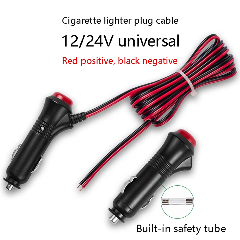 

12V/24V Male Auto Car Motorcycle Cigarette Lighter Socket Plug Connector Switch Universal Connector On Off Switch Button
