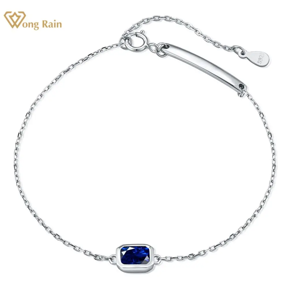 

Wong Rain, Стерлинговое Серебро 925 пробы, Изумрудный сапфир, рубин, высокоуглеродный бриллиант, 18 К, позолоченный браслет, ювелирные украшения, о...