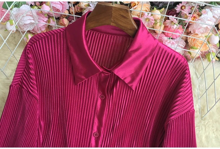 Pleated Women Pajama 2 Pcs With Pants Long Sleeve Spring Ladies Sleepwear Turn Down Collar Single Breasted Pijama Suit Female