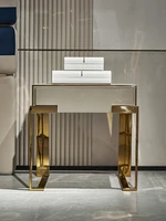 italian brand postmodern light luxury bedside table stainless steel high end villa master bedroom hong kong bedside table