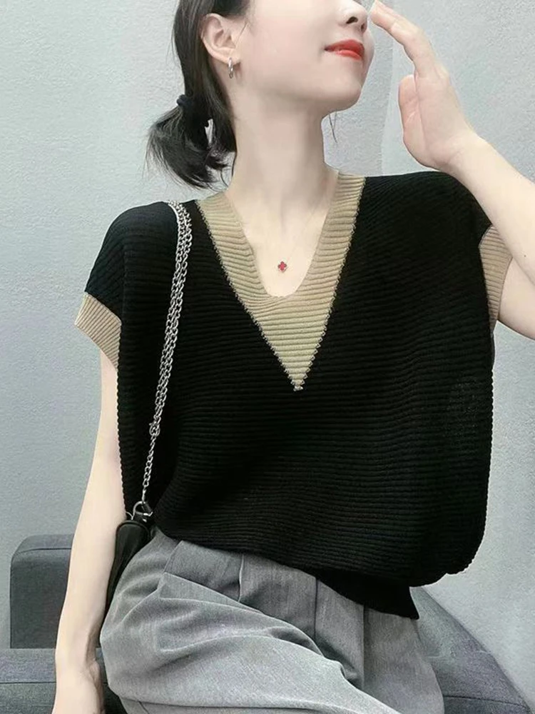 

BOBOKATEER Haut Femme Tshirt Women 2023 Fashion T-shirty Damskie Short Sleeve Woman Tshirts V-Neck Dames Kleding Female Clothing