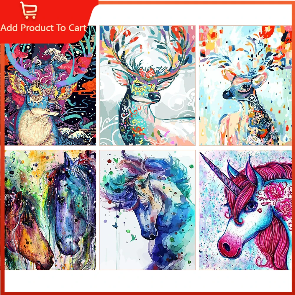 

Oil Painting By Numbers Christmas Deer Kits Handpainted DIY Paint By Numbers Animals Unique Gift For Home Wall Artwork