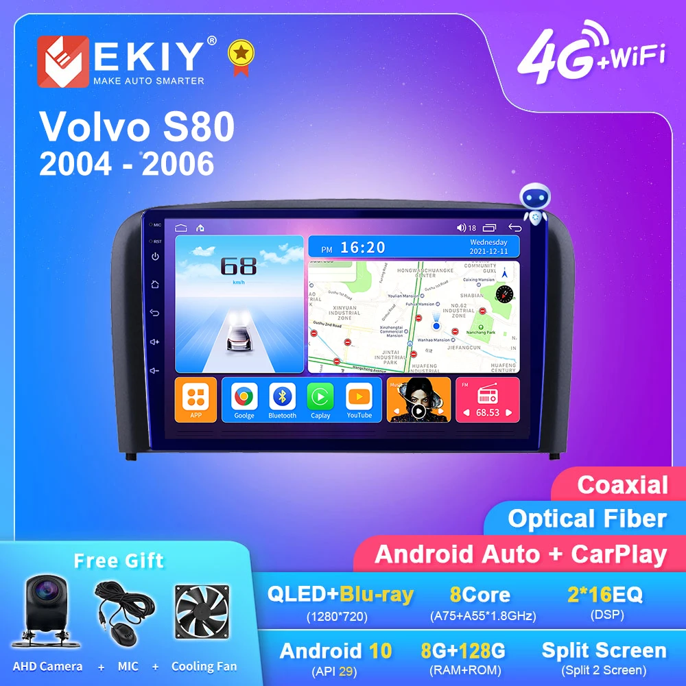 

EKIY T7 Android 10 Car Radio For Volvo S80 2004 2005 2006 Carplay Auto Stereo Navigation GPS Multimedia Player Stereo 2din DVD